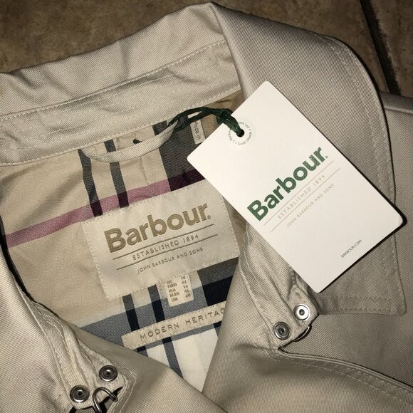 Women's Barbour Short Greta Showerproof Trench Coat Jacket-Size 14 - Picture 15 of 16